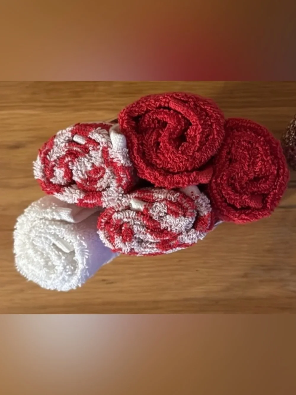 The Big One Red & White Washcloth Set of 6 - Cotton 100 💯 percent cotton
